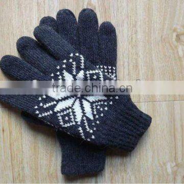 Acrylic Black Men's Gloves For Winter Use ZMR583