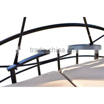 Outdoor 3 Person Patio Tan Daybed Canopy Gazebo Swing With Mesh Walls photo-5