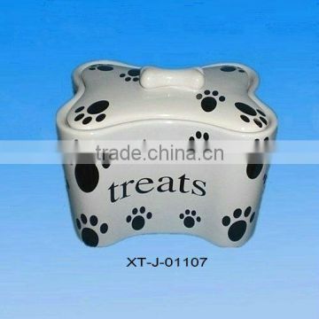 Ceramic Pet Food Container with Lid