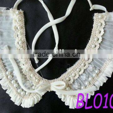 BL0103 2013 High quality woman collapsible embroidery pearl fabric collar for women suit