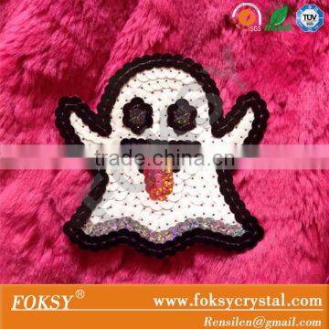 Ghost Sequin Embroidered Patch Design in Bulk