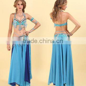 Egyptian light blue sexy bra and belt for belly dance AS6043-AQ6043