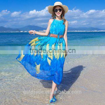 Beautiful Summer Bohemia Long Dress for Women Ladies Casual Beach Dress Spring Summer 2016 photo-2
