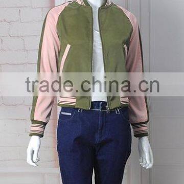 Hot Sale Latest Design Guangzhou Clothing Ladies Embroidery Satin Bomber Jacket photo-5