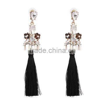 Bohemian Jewelry Rhinestone Gems With Long Colorful Tassel Charms Earrings for Women photo-3