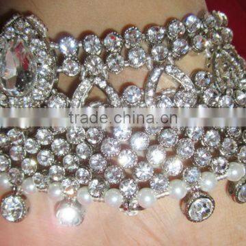 Bridal Silver Crystal Broad Payal ANKLETS Pair Feet Bracelet photo-5