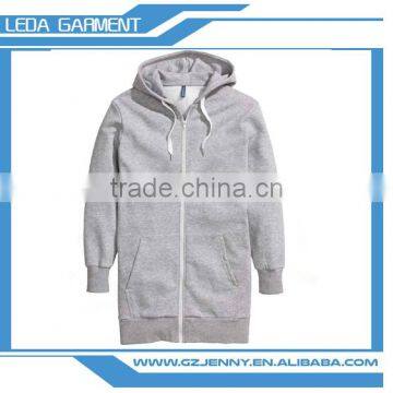 2016 Hot Sale Long Plain Fleece Hoodies for Men With Zipper photo-2