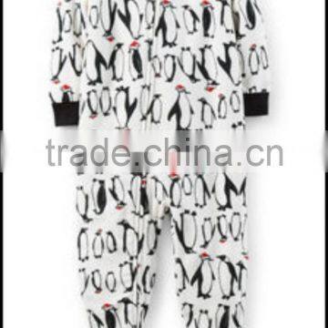 TinaLuLing Wholesale boys Penguin cartoon winter one piece jumpsuits pajamas with feet