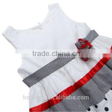 2015 Summer High Quality Fashion Pure Cotton Polka Dots Stripes Splice Childrens Clothes Guangzhou photo-3