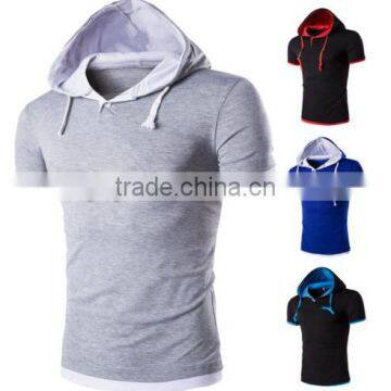 Latest Shirt Designs for Men Plain Fashion Sport Tshirt With Hood photo-2