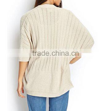 no Button Open-front Knitted Custom Cardigans With 3/4 Dolman Sleeves photo-3