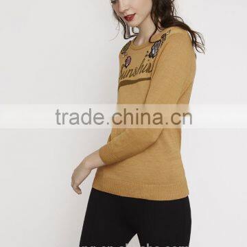 Hot Sale Girl's Embroidery Pattern Knitted Sweater Designs Pullover photo-3