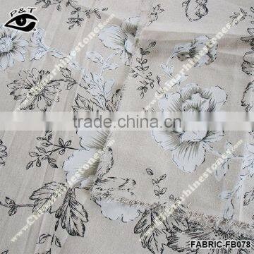 Chinese Style Flower Printed Fabric Linen Cotton Fabric For Sofa photo-3