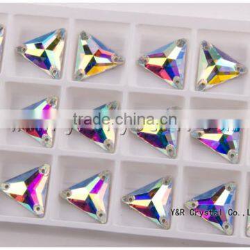 Y3270Crystal AB Stone Sew on Rhinestone Triangle Shape photo-2