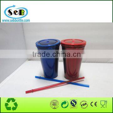 16oz Stainless Steel Tumbler With Straw Travel Coffee Mug photo-4