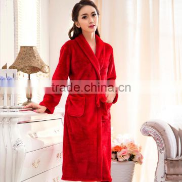 Flannel velvet fleece dressing gown womens