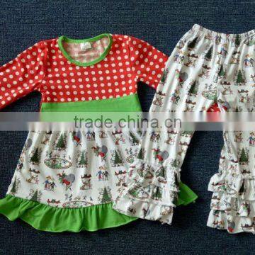 New Fashion Clothing Design For Kids Girl boutique Clothing Sets Christmas Children's Outfits Flared trousers