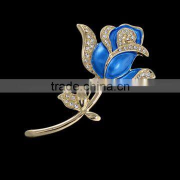 Best Factory Price fashion blue rose enamel brooch Jewelry