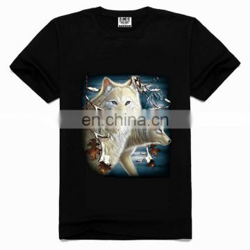 3D bulk screen printing t-shirts,wolf printed t-shirts