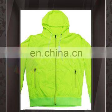 OEM Design Hot Sales Outdoor Waterproof Zip Logo Safety Green Printing Men Wind Jacket