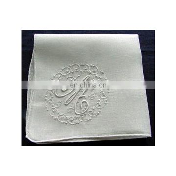 handkerchief with roll up edge and monogramming