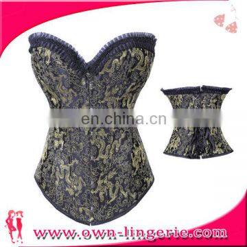 vintage satin with lace sexy underwear steel boned corset body slimming for woman