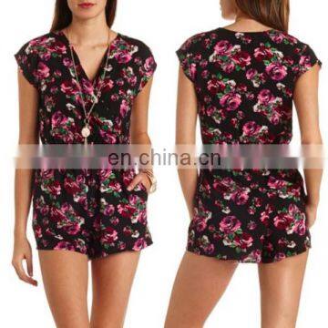 New In Elegant Women Cap Sleeve Floral Printed Casual Jumpsuit