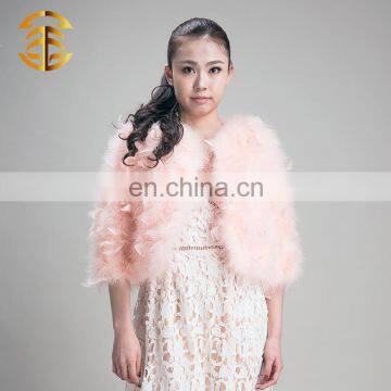 Factory price best quality Fashion Styles Turkey Feather real fur coat