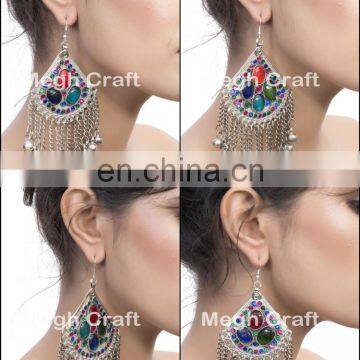 Antique Afghan Hoop Earrings - Tribal Hoop Earrings - Ethnic Tribal kuchi Tassel Hoop Earrings - Afghani Earrings BY MEGH CRAFT