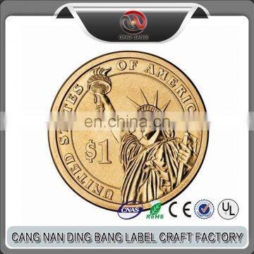 Hot Sale Promotion Cheap High Finished Custom 3D USA Souvenir One Dollor Replica Fake Gold Coin