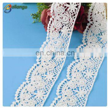 cheap wholesale white embroidery cotton polyester soluble lace for wedding dresses