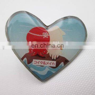 heart shaped offset print custom metal lapel pin badge