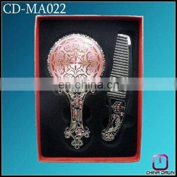 hot fashionable gift pink compact mirror and comb CD-MA022