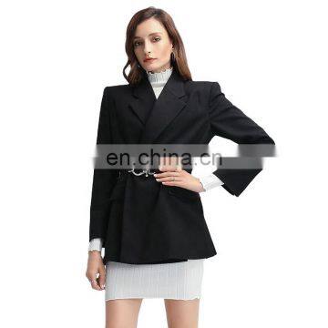 TWOTWINSTYLE Women Fashion Coats Notched Long Sleeve High Waist With Sashes Elegant Casual Vintage