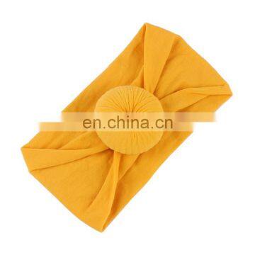 22Colors Baby Turban Nylon Headband Girls Solid Soft Headwraps With Ball