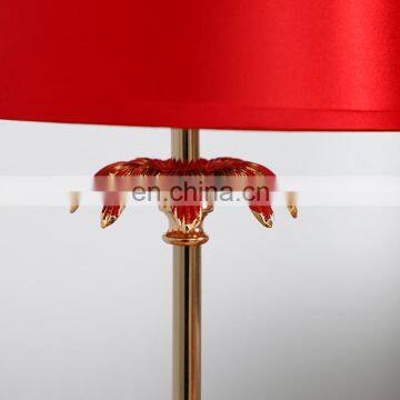 Wholesale Gold Steel Metal Base Red Shade Home Decor Bedside Table Lamp for Hotel photo-5
