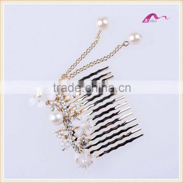 Elegant Bridal Pearl Flower Hair Comb Accessories photo-2