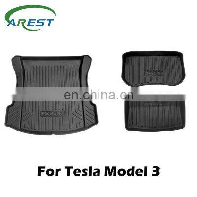 For Tesla model 3 2005-2020 rubber TPE fully surrounded foot pad floor mat car trunk pad front rear storage box protection pad