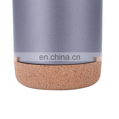 Slender Stainless Steel Coffee Tumbler Vacuum Insulated Tea Mug With Oak Bottom photo-4