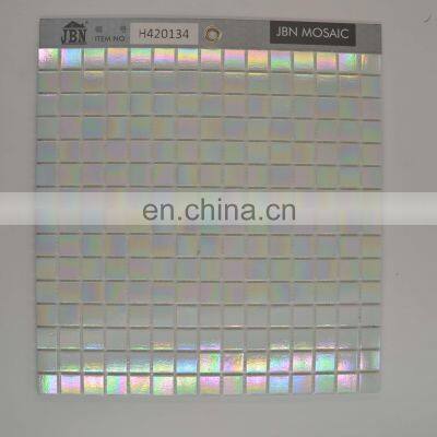 Irridiscent White Color Bathroom Mosaic Tiles and Swimming Pool Tile Mosaic Hot Melting Splash Back Glass Mosaics Tiles photo-3