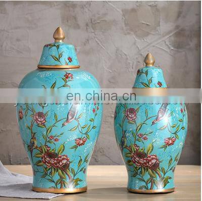 American country style hand paint home decoration porcelain ceramic jars set of 2