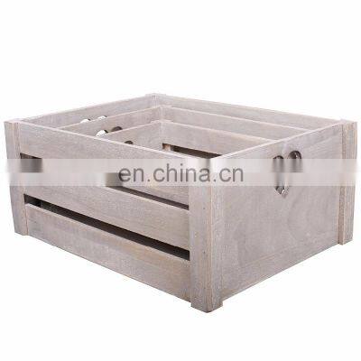 Lovely Heart Cut Handle Vintage Wooden Crates Storage Tray Rack Shelves photo-2
