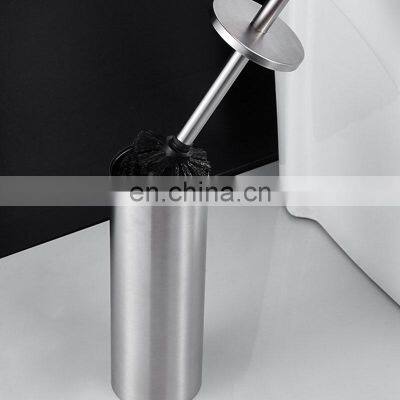 Black Luxury Bathroom Large Cheap Eco Friendly Modern Hotel Designer Clean Round Stainless Steel Toilet Brush photo-4