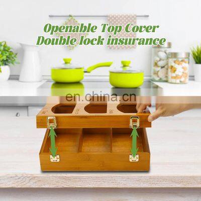 Bamboo Ziplock Bag Storage Organizer For Kitchen Openable Top Lids,Suitable For Sandwich,Gallon Quart & Snack photo-3