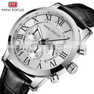 MINI FOCUS MF0415G Fashion Casual Quartz Wristwatch Waterproof Watch Brand Luxury Genuine Leather Strap Business Watch