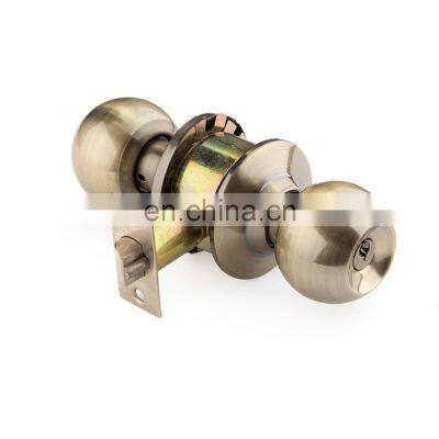 High quality round door lock satin nickle chrome antique brass finish door knob lock