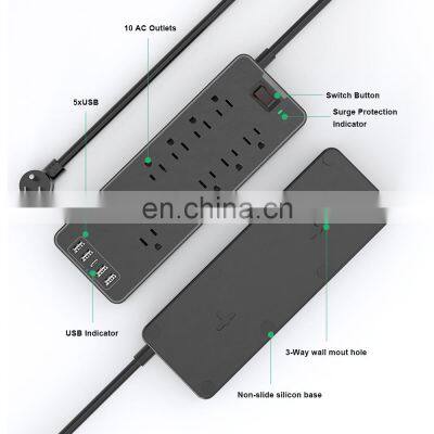 2M Hotel Desk Kitchen Conference Furniture Recessed USA Power Strip Socket 4 AC outlets with 2 USB Ports