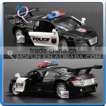 Mini Qute 1:32 kid Die Cast pull back alloy music luxury police race vehicle model car electronic educational toy NO.MQ 0535A