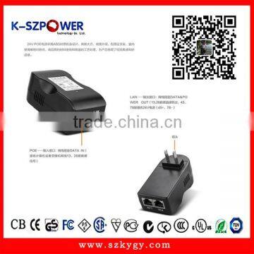 2016 P-series 24Wmax K-241000 New PoE Injector 24V 1A 24W PoE Power Adapter Wall US Plug FOR IP CAMERA Good