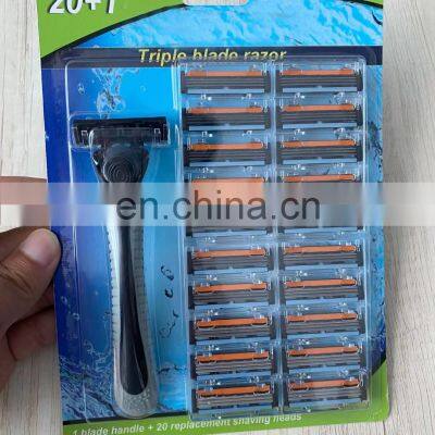 Replaceable Disposable Razor Blade For Men Beard Care Germany Stainless Steel Triple Blades Shave Razor Lubricant Strip CM3-03B2